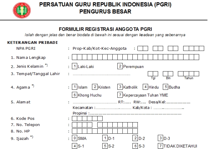 Pendaftaran PGRI Kotawaringin Barat - Persatuan Guru Republik Indonesia Cabang Kotawaringin Barat